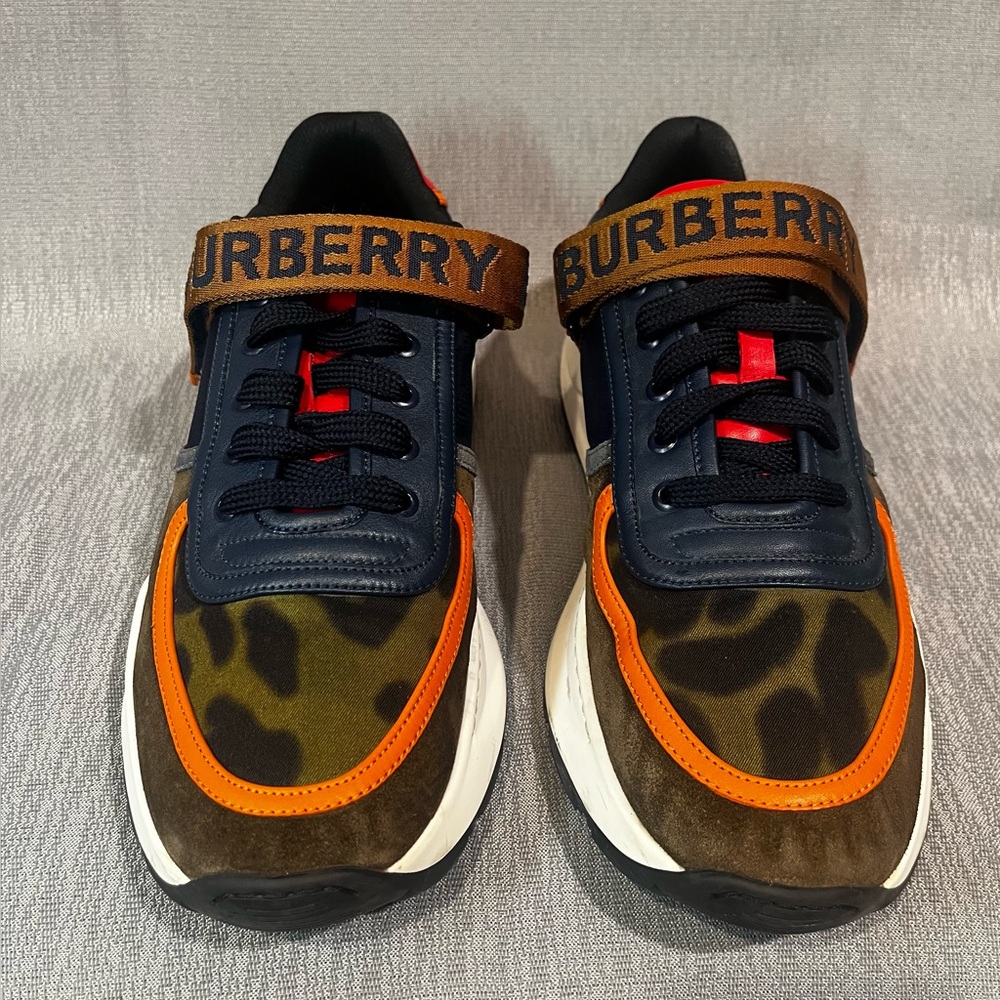 Burberry Ronnie Logo Sneakers Multicolored Leather Trim Men’s US Size 10 EU 43 - Picture 2 of 9